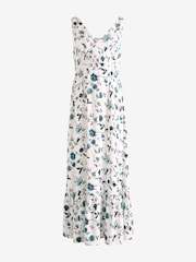 Blau mit floralem Muster - Umstandsmode Wadenlanges Stillkleid - Bild 6 von 9