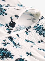 Blau mit floralem Muster - Umstandsmode Wadenlanges Stillkleid - Bild 8 von 9