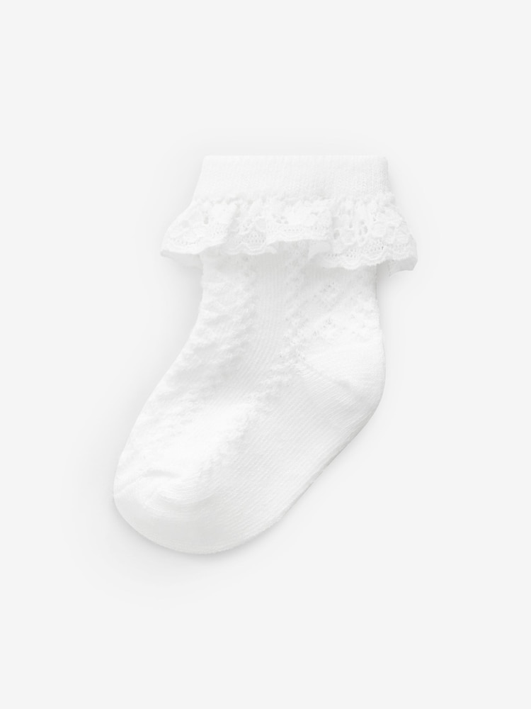 White Lace Baby Socks 7 Pack (0mths-2yrs) - Image 2 of 2