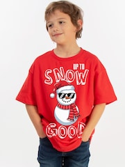 Rags & Rascals Red Christmas Snow Good T-Shirt - Image 1 of 5