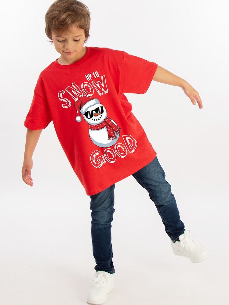 Rags & Rascals Red Christmas Snow Good T-Shirt - Image 2 of 5 Rags & Rascals Red Christmas Snow Good T-Shirt - Image 2 of 5