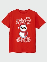 Rags & Rascals Red Christmas Snow Good T-Shirt - Image 3 of 5