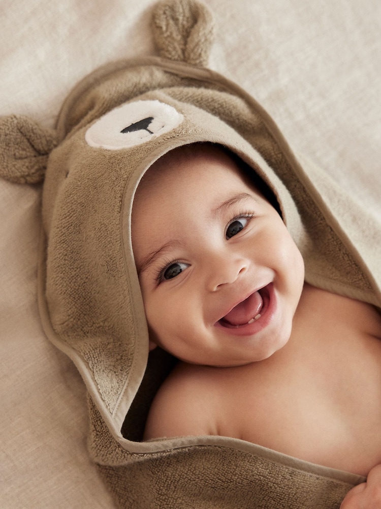 Коричневый с медведями - MORI Hooded Toddler Towel - Изображение 1 из 2