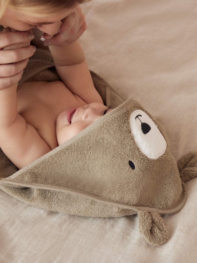 Коричневый с медведями - MORI Hooded Toddler Towel - Изображение 2 из 2