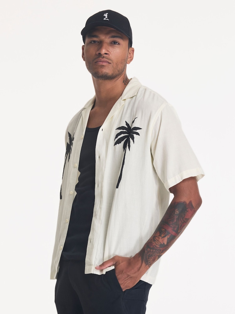 Religion White Palm Short Sleeve Shirt - Image 4 of 4 Religion White Palm Short Sleeve Shirt - Image 4 of 4