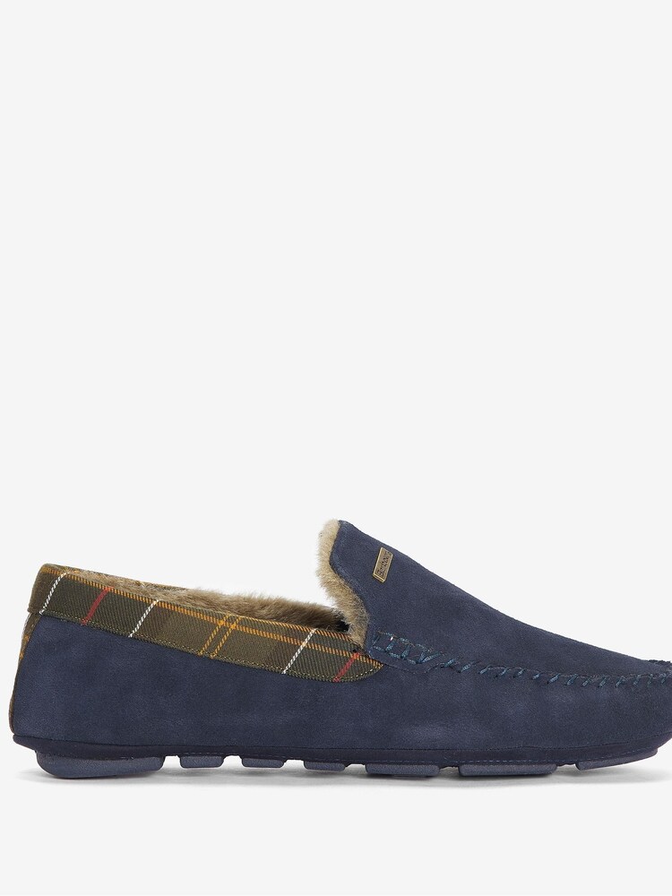 Barbour® Navy Blue Suede Monty Moccasin Slippers - Image 1 of 1