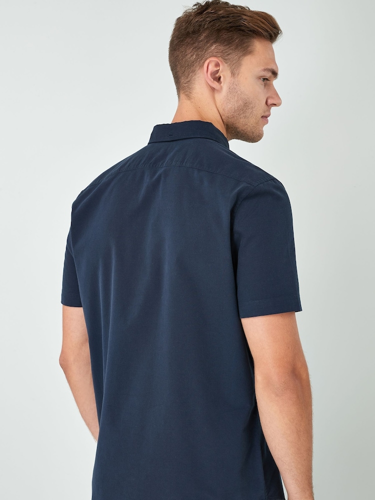 Bleu marine - Chemise Oxford standard à manches courtes - Image 2 of 4