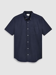 Bleu marine - Chemise Oxford standard à manches courtes - Image 4 of 4