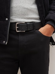 Black Casual Leather Belt - Image 1 of 4