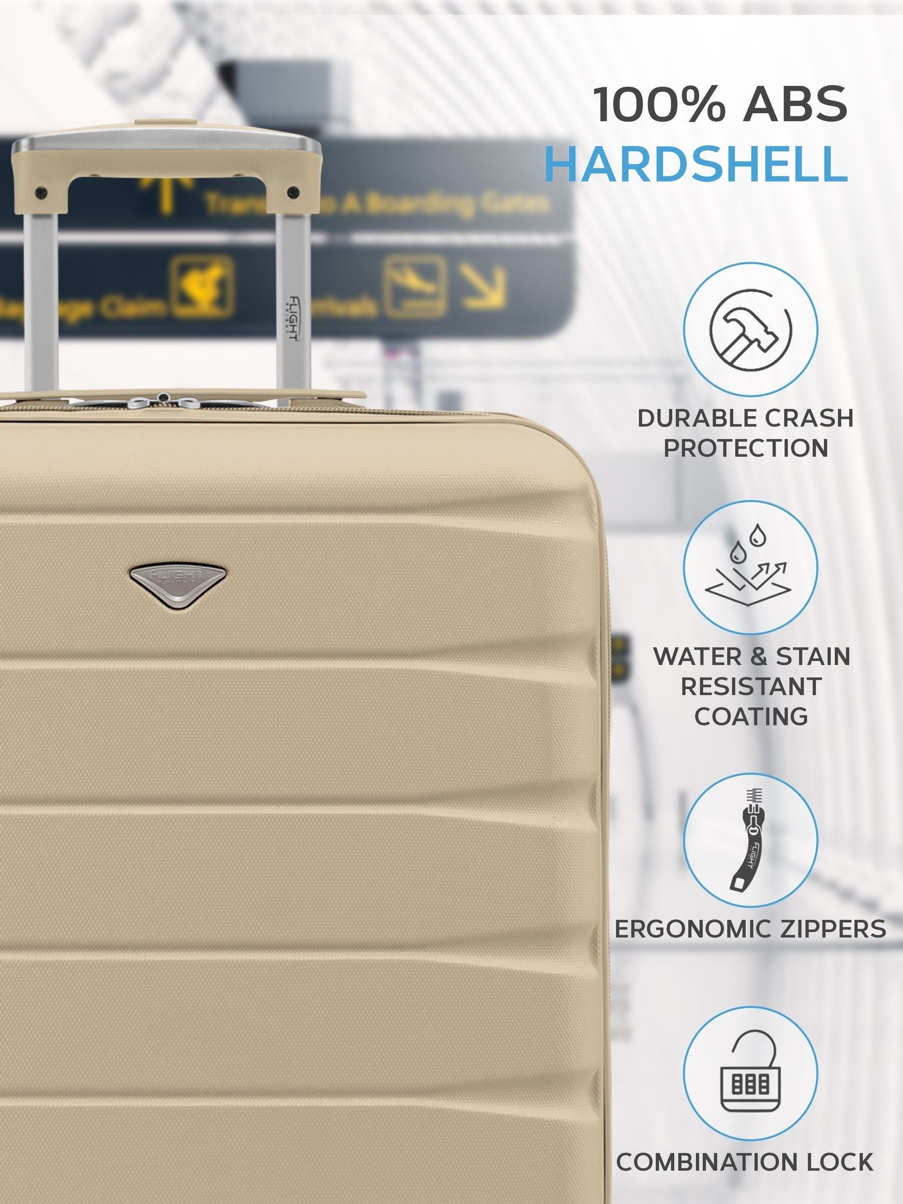 Buy Flight Knight 56x45x25cm EasyJet Overhead 4 Wheel ABS Hard