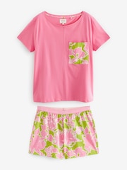 Pink Floral 100% Cotton Pyjamas - Image 1 of 4