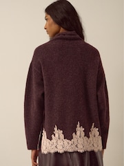 Monsoon Brown Lana Lace Funnel Neck Jumper - Image 4 of 4