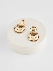Gold Tone Recycled Metal Molten Disc Drop Earrings - Image 3 of 3