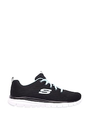 Skechers Black White Standard Fit Graceful Get Connected Sports Trainers - Image 1 of 4