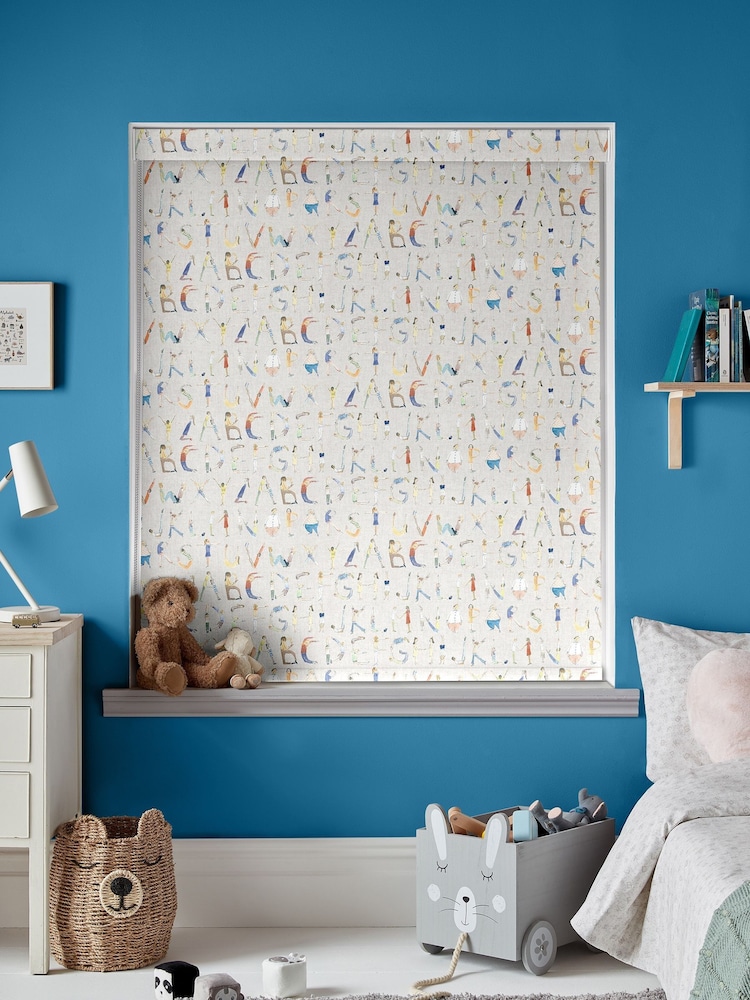 Voyage Natural Blackout Alphabet People Made to Measure Roller Blinds - Image 2 of 6