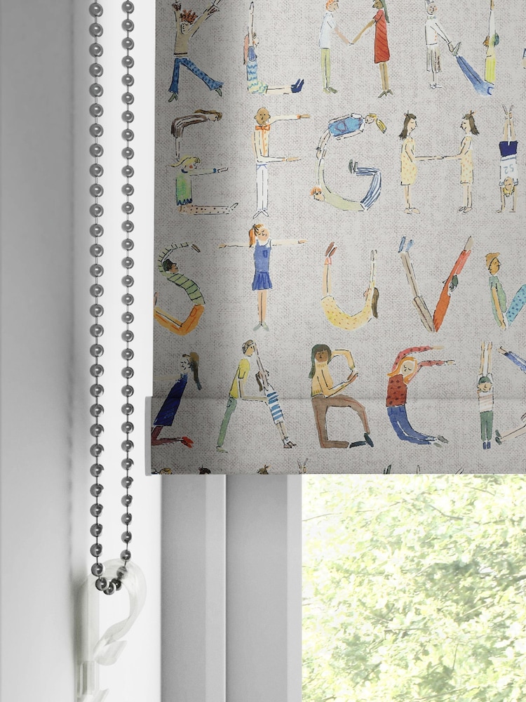 Voyage Natural Blackout Alphabet People Made to Measure Roller Blinds - Image 5 of 5