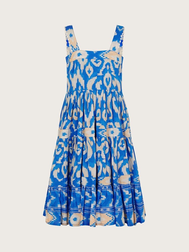 Monsoon Mini Me Blue Ikat Print Beach Dress - Image 1 of 3