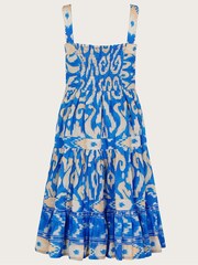 Monsoon Mini Me Blue Ikat Print Beach Dress - Image 2 of 3