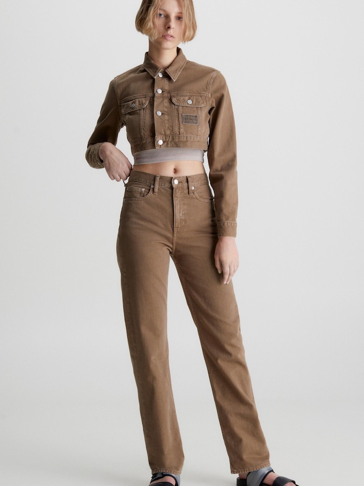 Calvin Klein Jeans Brown Extreme Crop 90S Denim Jacket - Image 3 of 5