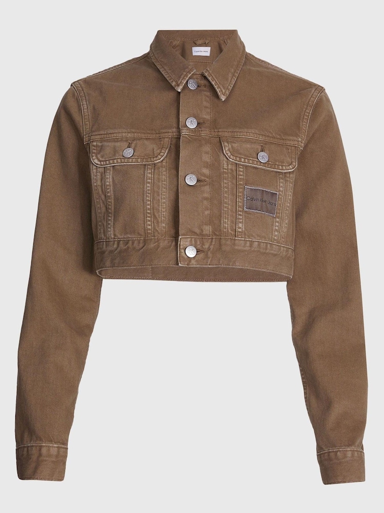 Calvin Klein Jeans Brown Extreme Crop 90S Denim Jacket - Image 5 of 5