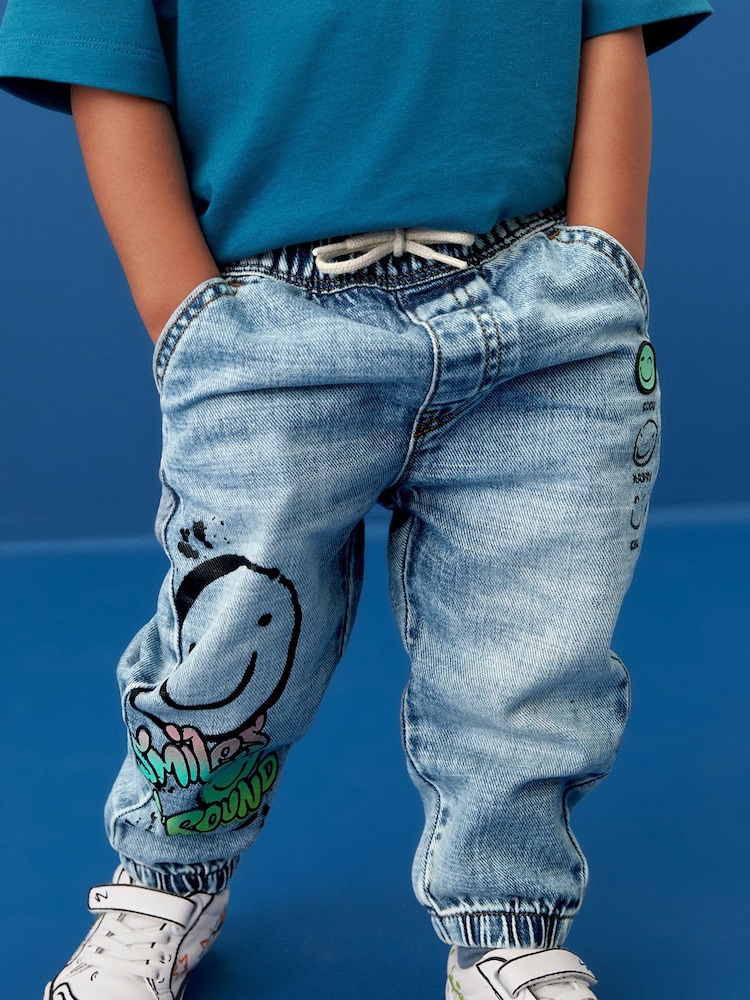 Light modra Denim - 100% bombaž Graffiti potisk; vzorec Jeans (3mths-7yrs) - Slika 1 iz 8