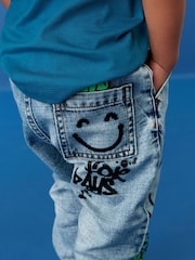 Light modra Denim - 100% bombaž Graffiti potisk; vzorec Jeans (3mths-7yrs) - Slika 4 iz 8