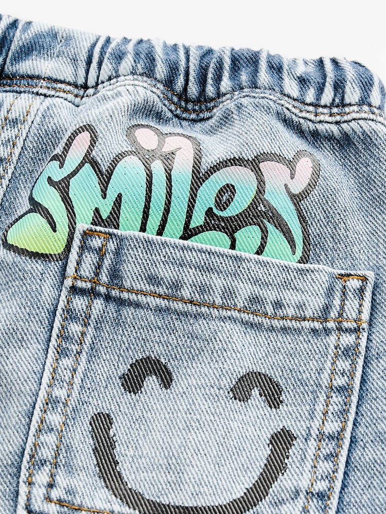 Light modra Denim - 100% bombaž Graffiti potisk; vzorec Jeans (3mths-7yrs) - Slika 8 iz 8