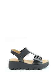 Heavenly Feet Ldies Vegan Friendly Comfort Black Sandals - Image 1 of 4