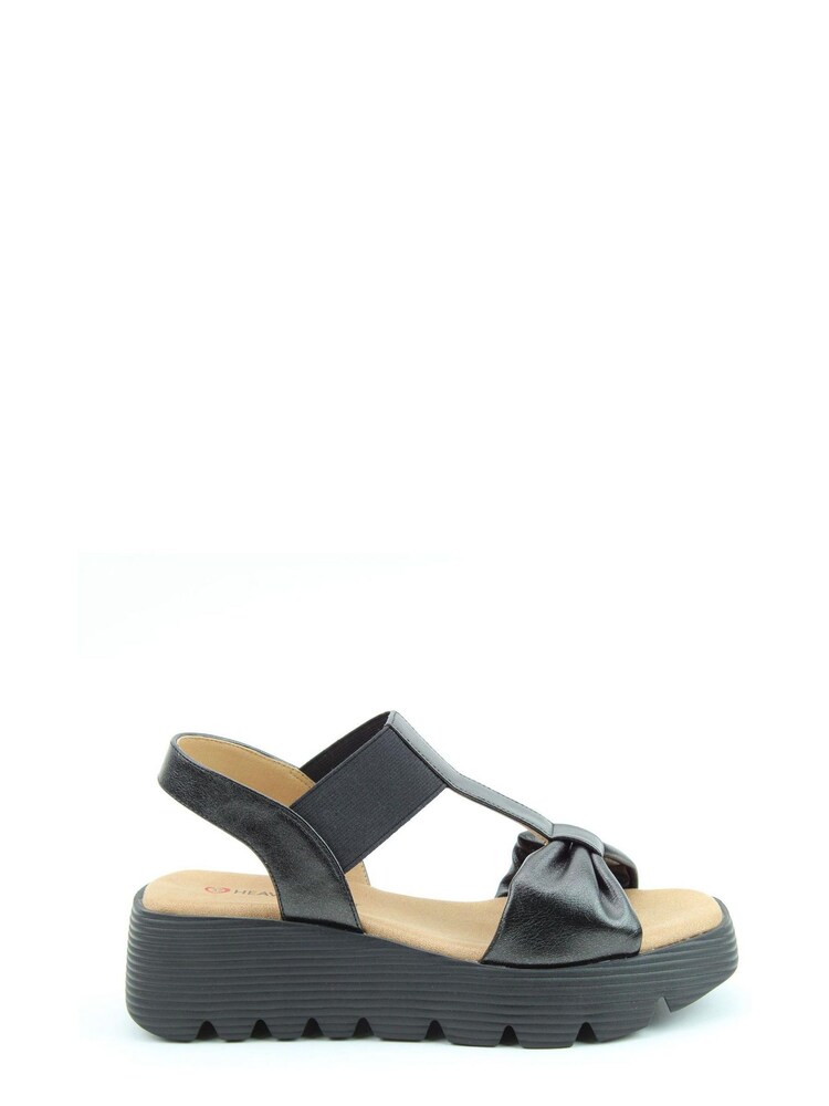 Heavenly Feet Ldies Vegan Friendly Comfort Black Sandals - Image 1 of 4