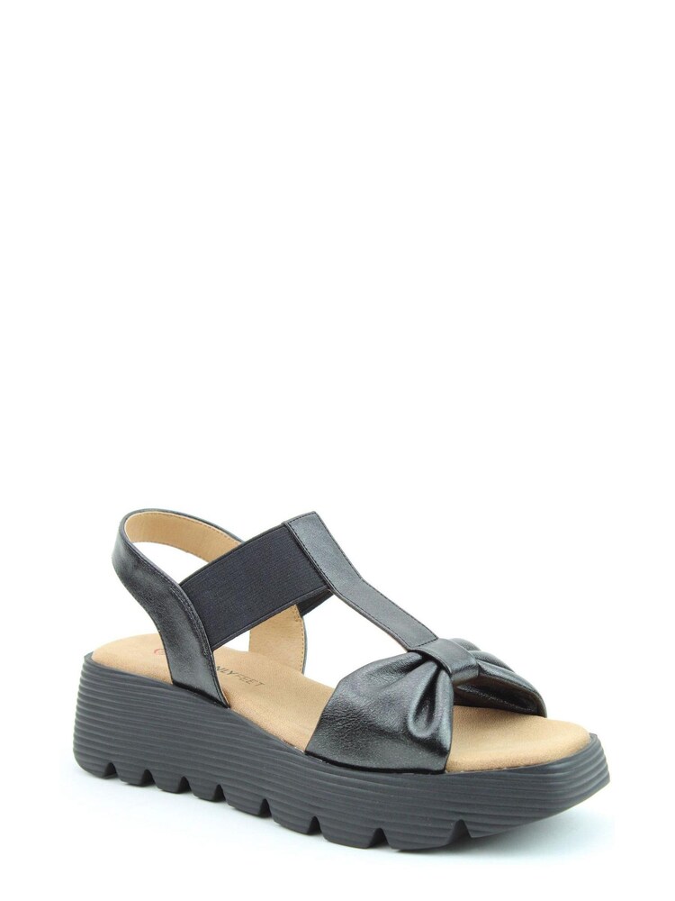 Heavenly Feet Ldies Vegan Friendly Comfort Black Sandals - Image 2 of 4