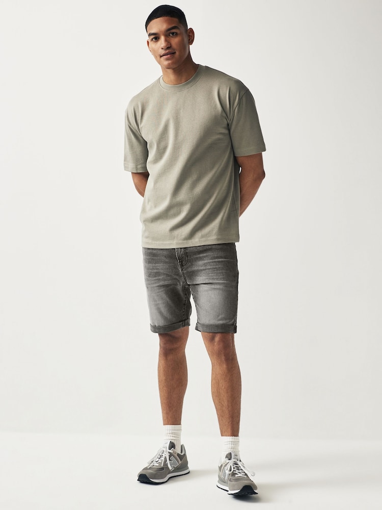 Grau - Denim-Shorts mit Stretchanteil - Bild 2 von 9