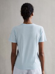 Reiss Blue Ginnie Cotton Garment Dyed T-Shirt - Image 4 of 5