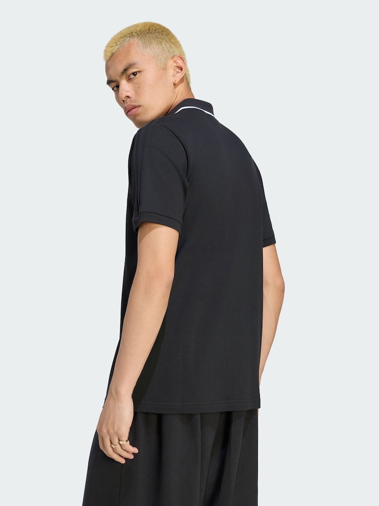 adidas Originals Black 3-Stripes Polo Shirt - Image 2 of 5