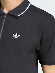 adidas Originals Black 3-Stripes Polo Shirt - Image 3 of 5