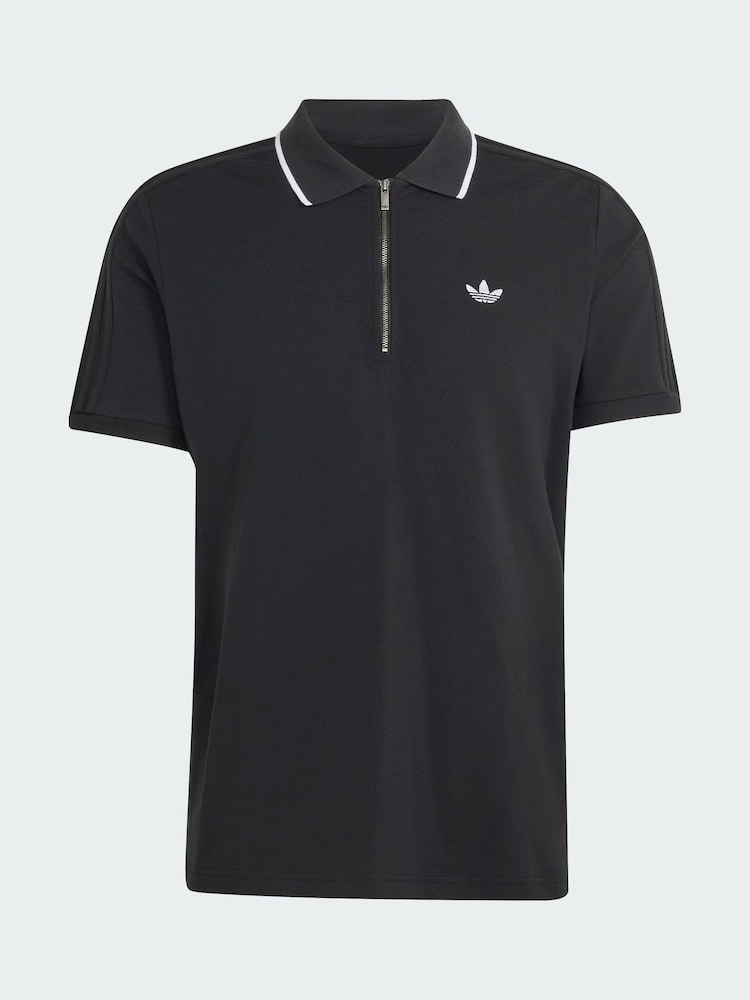 adidas Originals Black 3-Stripes Polo Shirt - Image 5 of 5
