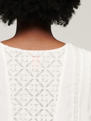 Superdry Cream Lace Flare Sleeve Mini Dress - Image 7 of 7