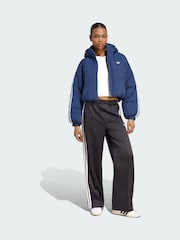 adidas Originals Blue Adicolor Cropped Hooded Puffer Jacket - Image 1 of 5
