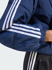 adidas Originals Blue Adicolor Cropped Hooded Puffer Jacket - Image 4 of 5