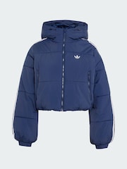 adidas Originals Blue Adicolor Cropped Hooded Puffer Jacket - Image 5 of 5
