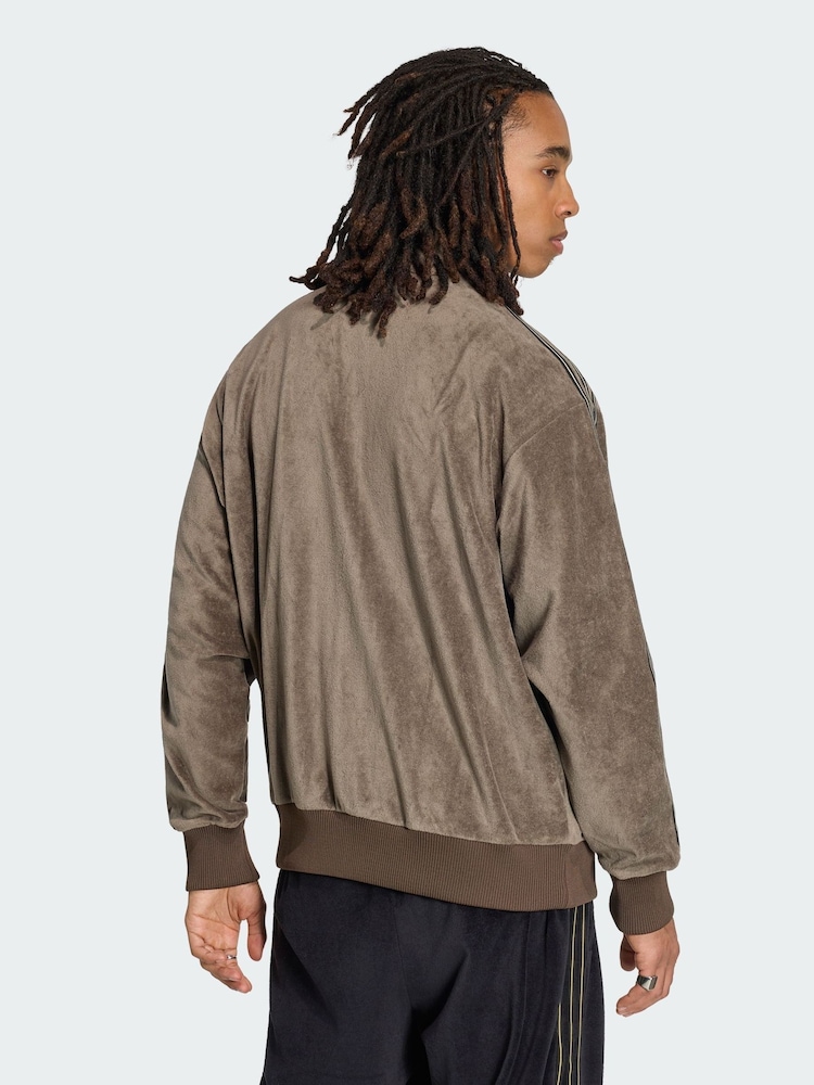 adidas Originals Brown Firebird Velour Track Jacket - Image 2 of 5 adidas Originals Brown Firebird Velour Track Jacket - Image 2 of 5