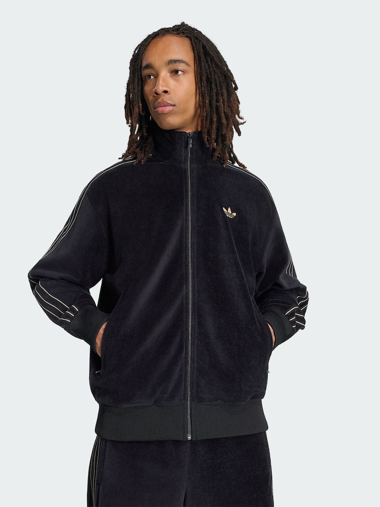 adidas Originals Black Firebird Velour Track Jacket - Image 1 of 5 adidas Originals Black Firebird Velour Track Jacket - Image 1 of 5