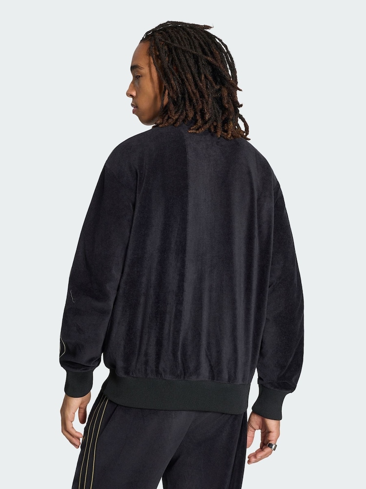 adidas Originals Black Firebird Velour Track Jacket - Image 2 of 5 adidas Originals Black Firebird Velour Track Jacket - Image 2 of 5