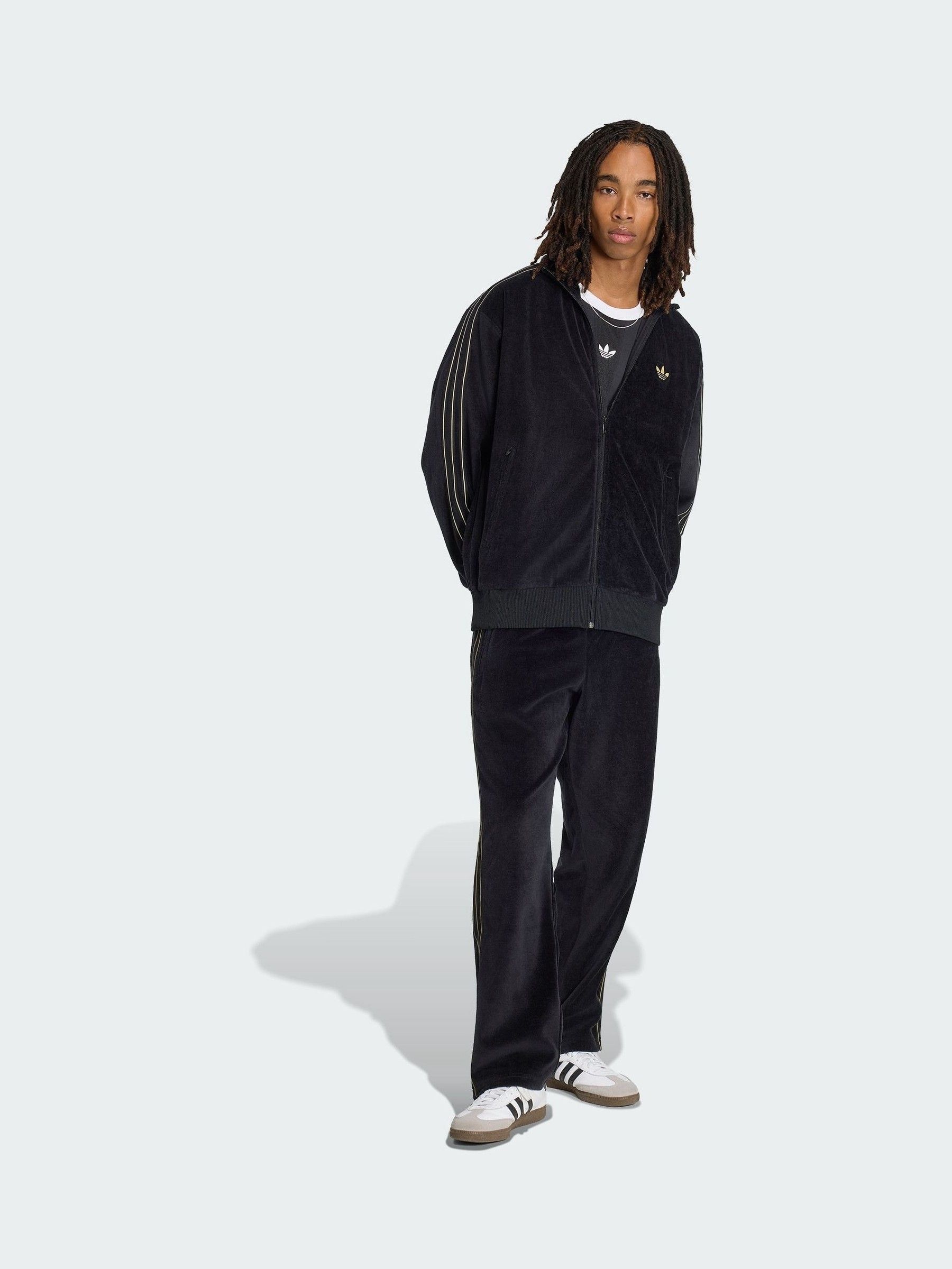 Buy adidas Originals Black Firebird Velour Track Jacket from the