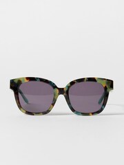 Lunettes de soleil rondes en acétate de tortue en fausse fourrure Oliver Bonas - Image 2 of 6