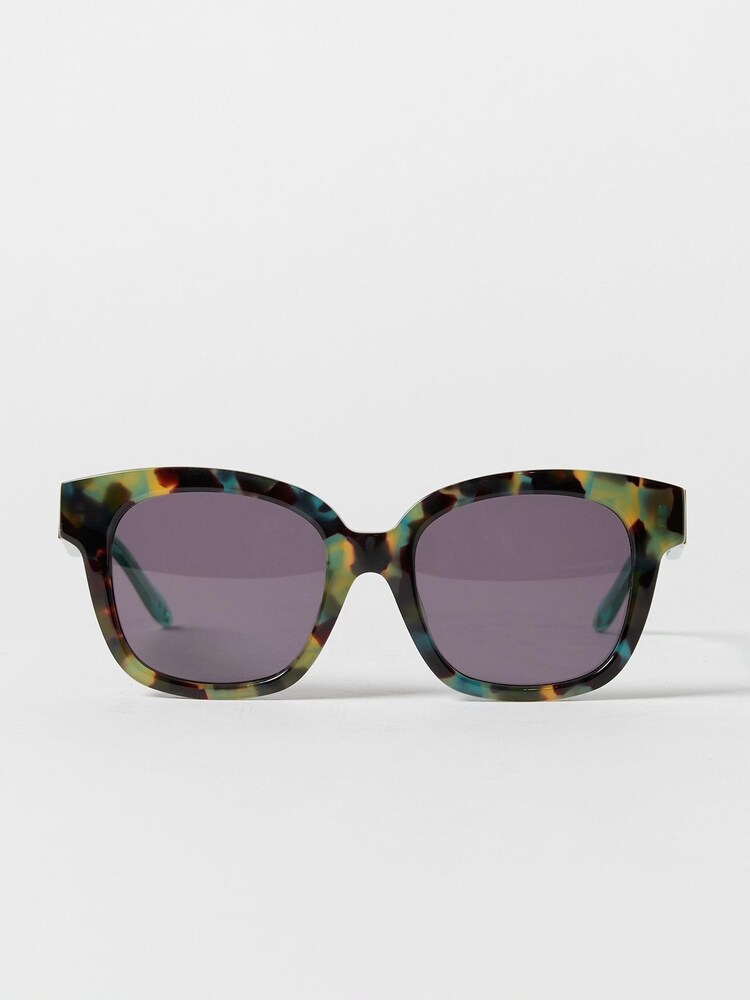 Lunettes de soleil rondes en acétate de tortue en fausse fourrure Oliver Bonas - Image 2 of 6