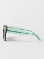 Lunettes de soleil rondes en acétate de tortue en fausse fourrure Oliver Bonas - Image 3 of 6
