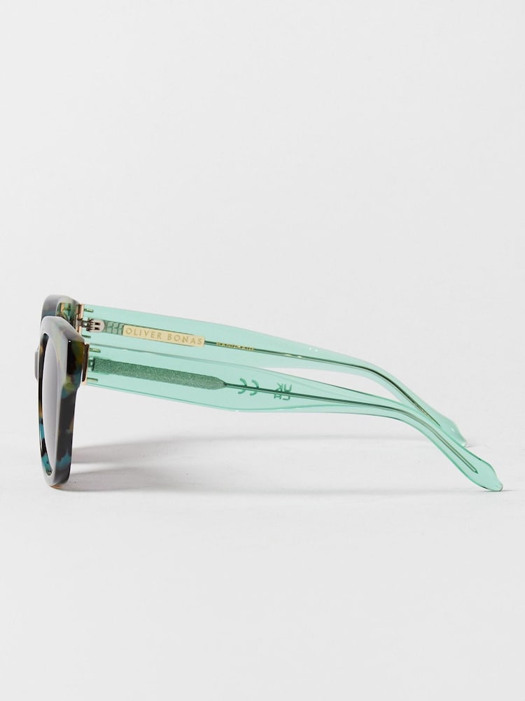 Lunettes de soleil rondes en acétate de tortue en fausse fourrure Oliver Bonas - Image 3 of 6