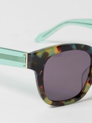 Lunettes de soleil rondes en acétate de tortue en fausse fourrure Oliver Bonas - Image 4 of 6