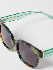 Lunettes de soleil rondes en acétate de tortue en fausse fourrure Oliver Bonas - Image 5 of 6