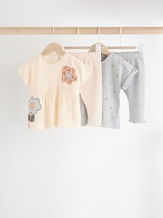 Mono Floral Baby Print 100% Cotton T-Shirts And Leggings 4 Piece Set - Image 1 of 16